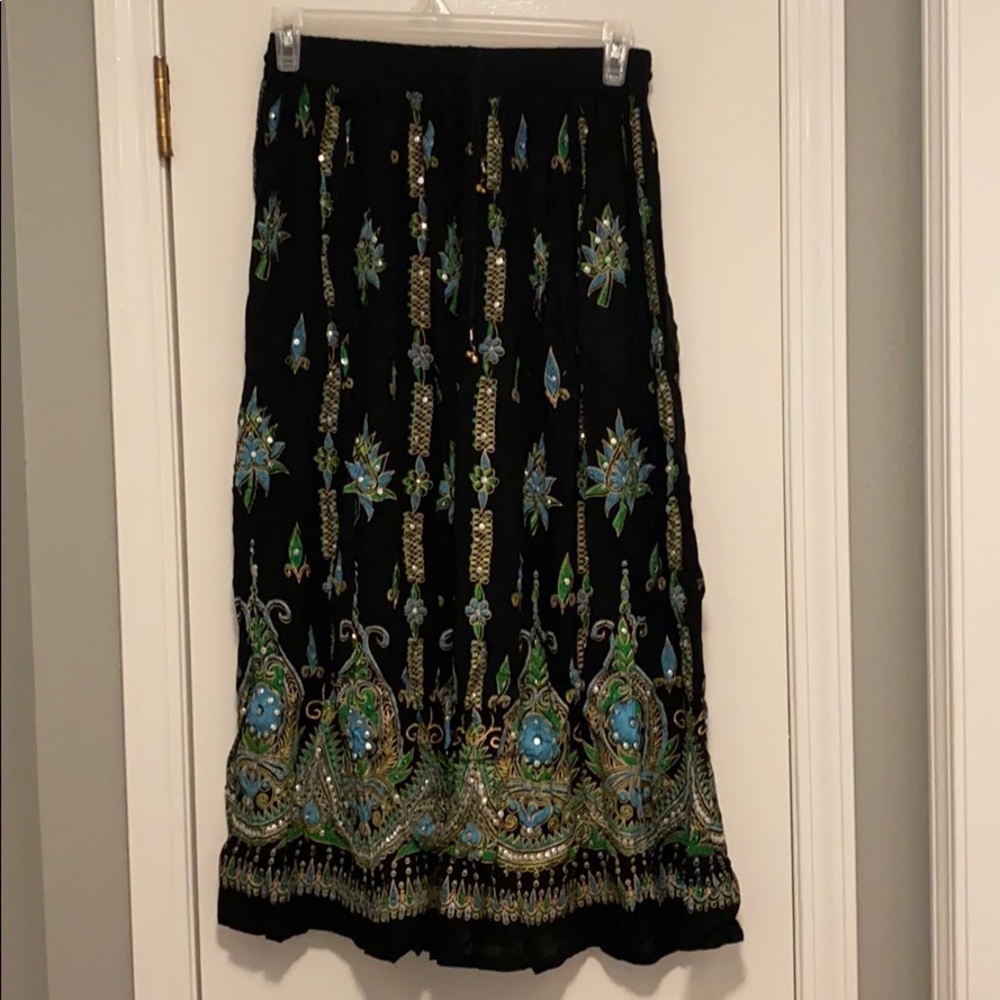 Blue Flower Sequin Skirt